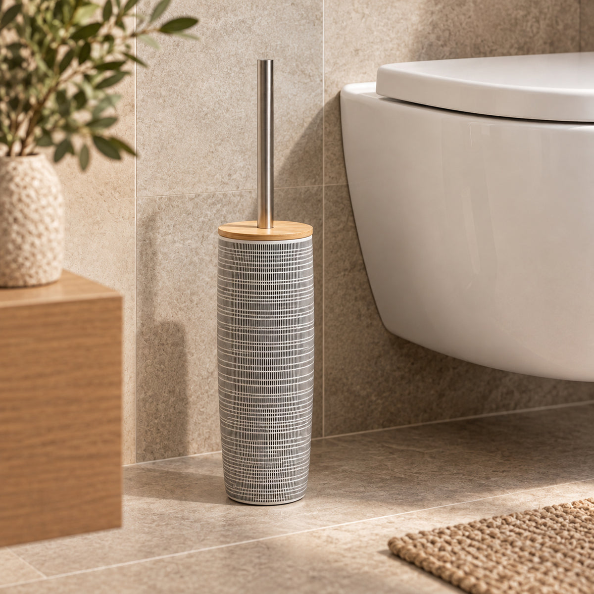JS Maison Brosse de toilettes Dolomite Gris et Blanc - Simple Boutique