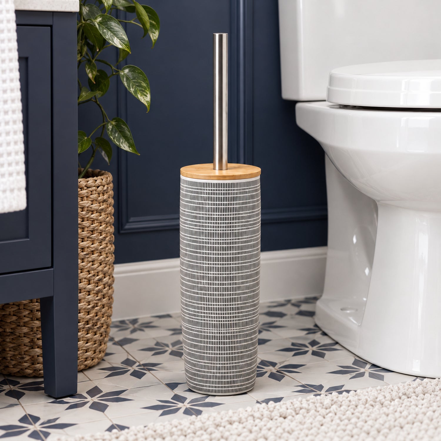 JS Maison Brosse de toilettes Dolomite Gris et Blanc - Simple Boutique