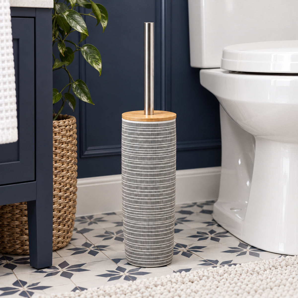 JS Maison Brosse de toilettes Dolomite Gris et Blanc - Simple Boutique