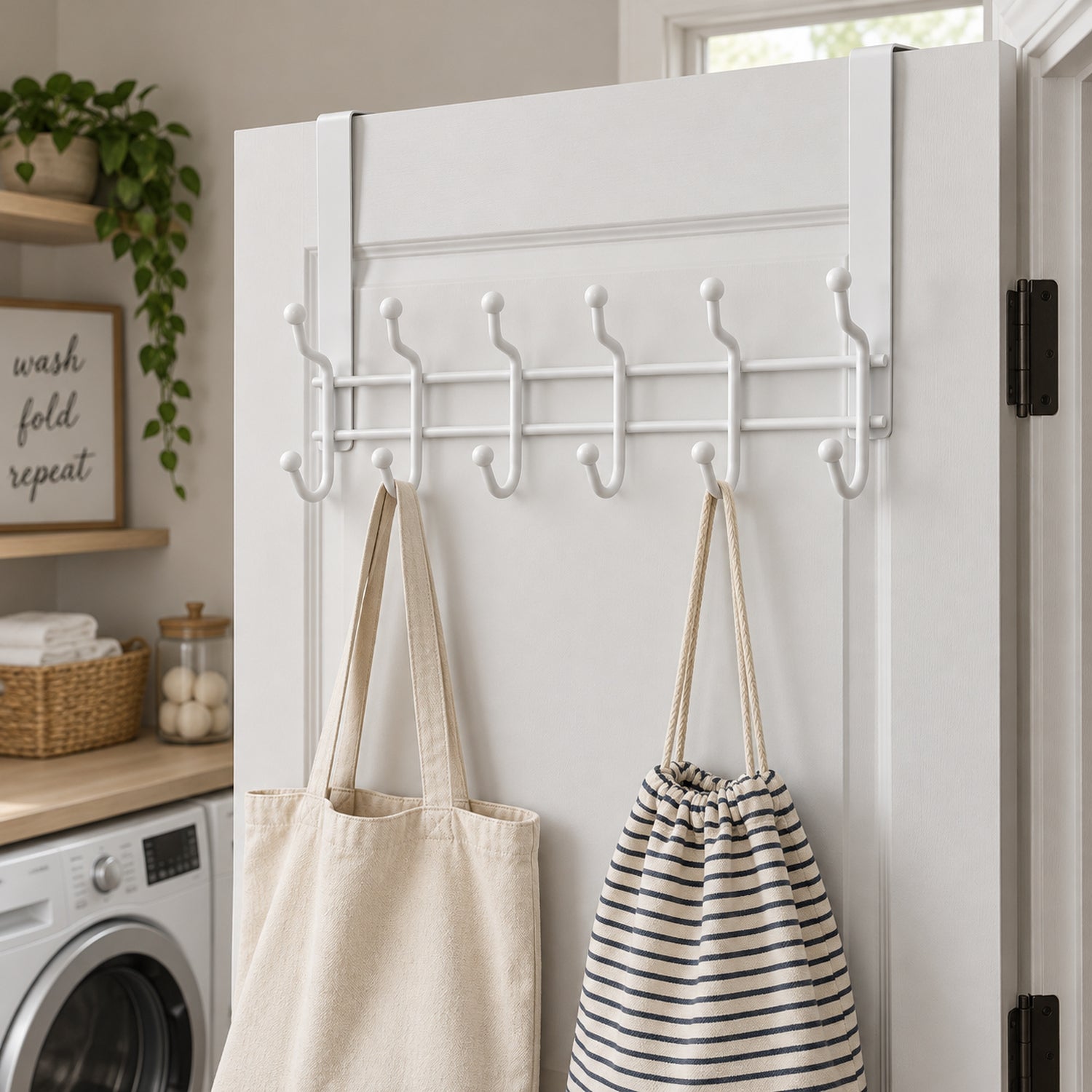 JS Maison Patère à 6 crochets à suspendre à la porte - Blanc - Lot de 2 - Simple Boutique