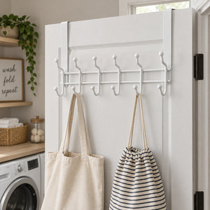 JS Maison Patère à 6 crochets à suspendre à la porte - Blanc - Lot de 2 - Simple Boutique