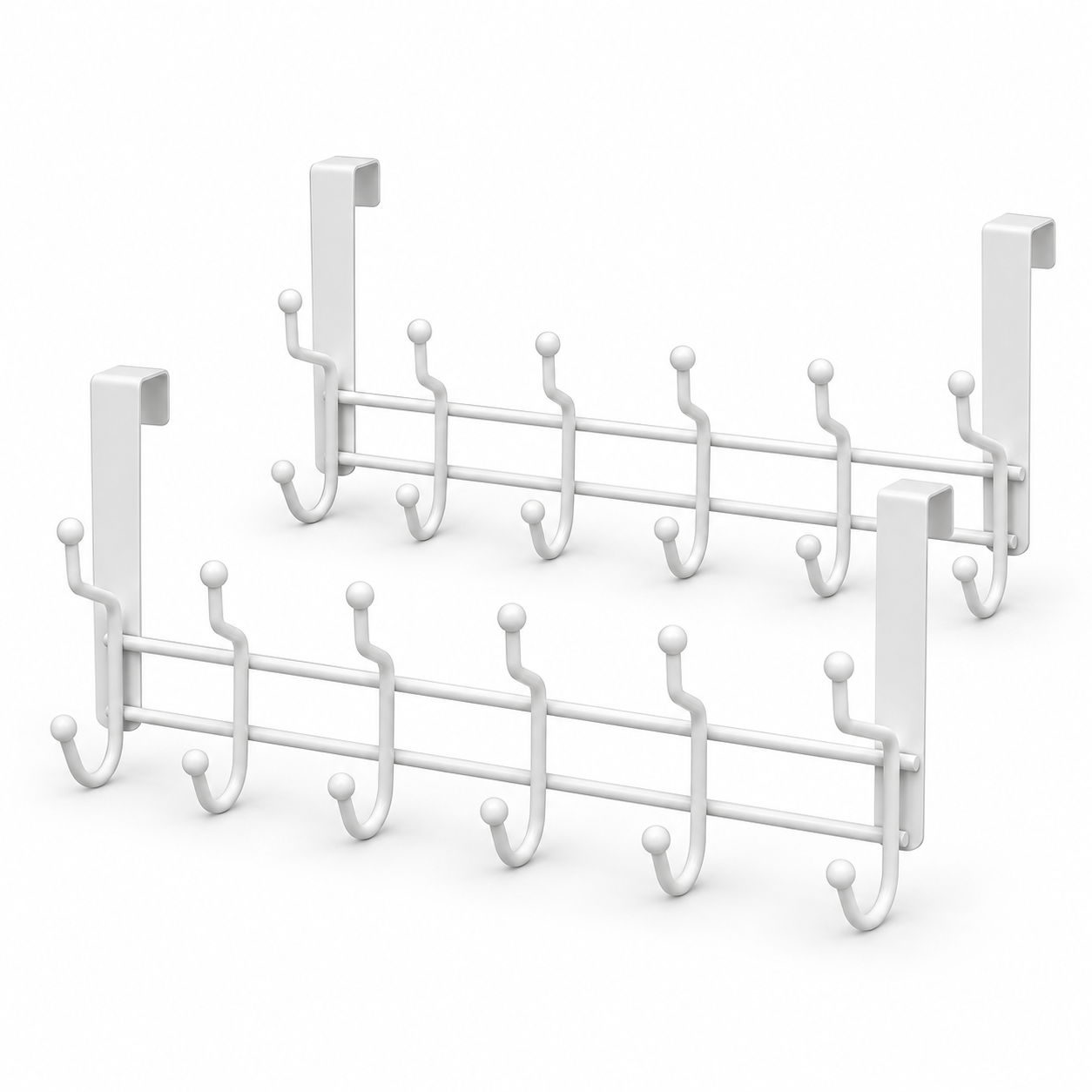 JS Maison Patère à 6 crochets à suspendre à la porte - Blanc - Lot de 2 - Simple Boutique