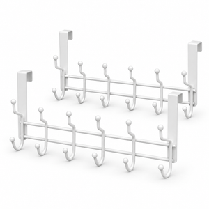 JS Maison Patère à 6 crochets à suspendre à la porte - Blanc - Lot de 2 - Simple Boutique