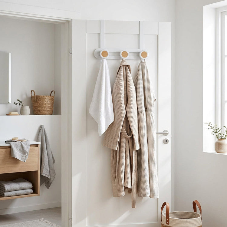 JS Maison Patère de porte à 3 crochets - Blanc mat - Lot de 2 - Simple Boutique
