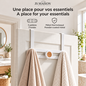 JS Maison Patère de porte à 3 crochets - Blanc mat - Lot de 2 - Simple Boutique