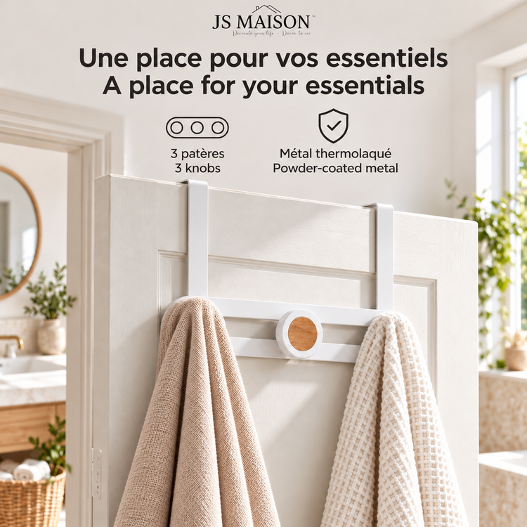 JS Maison Patère de porte à 3 crochets - Blanc mat - Lot de 2 - Simple Boutique
