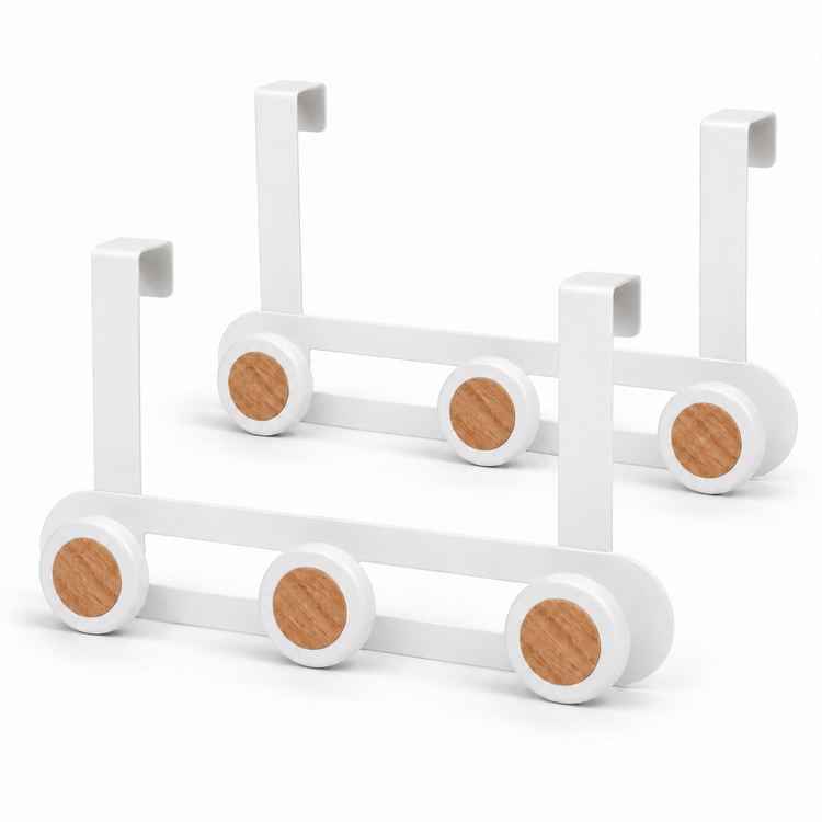 JS Maison Patère de porte à 3 crochets - Blanc mat - Lot de 2 - Simple Boutique