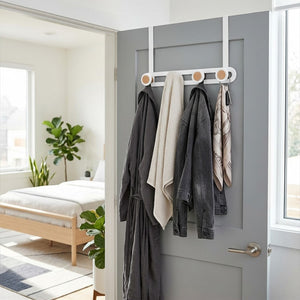 JS Maison Patère de porte à 4 boutons - Blanc mat - Lot de 2 - Simple Boutique