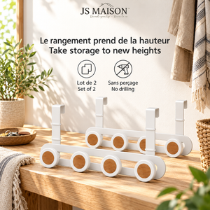 JS Maison Patère de porte à 4 boutons - Blanc mat - Lot de 2 - Simple Boutique