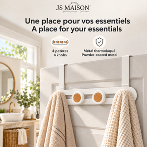 JS Maison Patère de porte à 4 boutons - Blanc mat - Lot de 2 - Simple Boutique