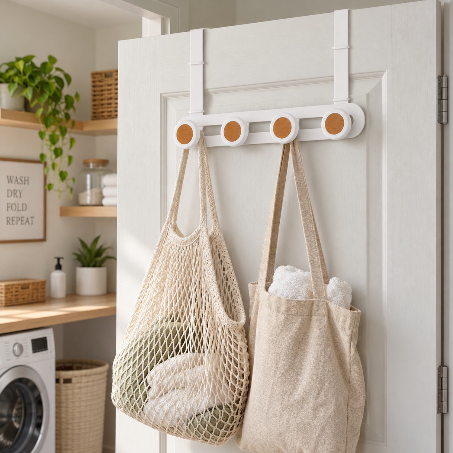JS Maison Patère de porte à 4 boutons - Blanc mat - Lot de 2 - Simple Boutique