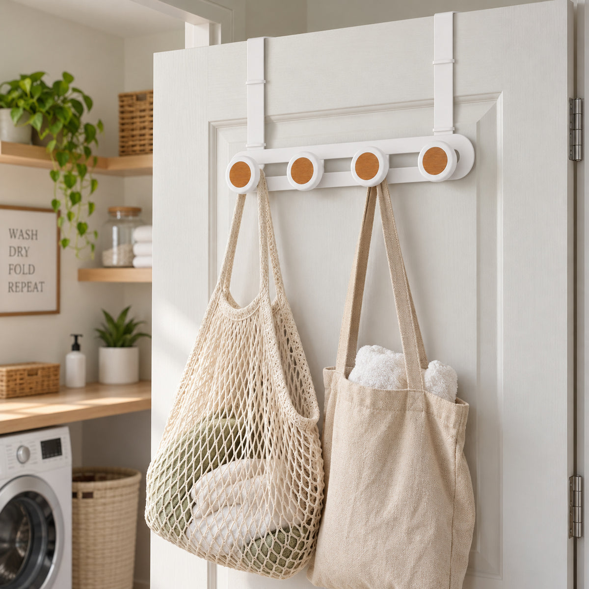 JS Maison Patère de porte à 4 boutons - Blanc mat - Lot de 2 - Simple Boutique