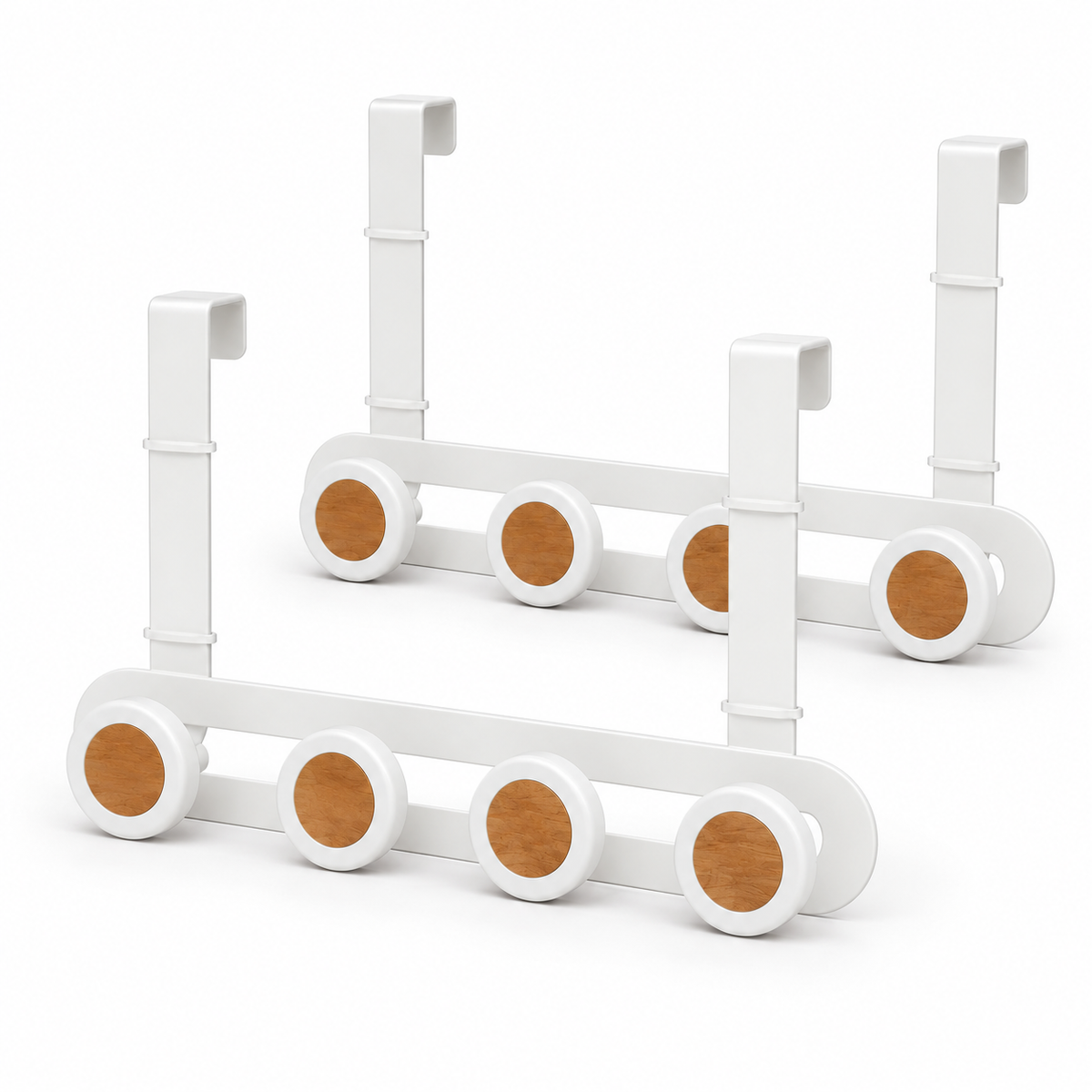 JS Maison Patère de porte à 4 boutons - Blanc mat - Lot de 2 - Simple Boutique