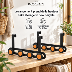 JS Maison Patère de porte à 4 crochets - Noir mat - Lot de 2 - Simple Boutique