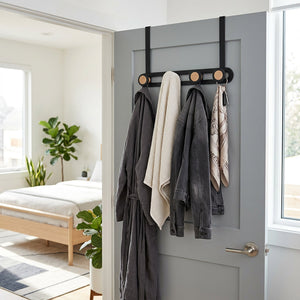 JS Maison Patère de porte à 4 crochets - Noir mat - Lot de 2 - Simple Boutique