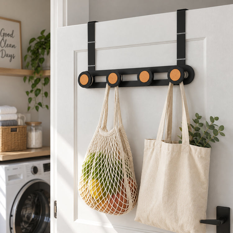 JS Maison Patère de porte à 4 crochets - Noir mat - Lot de 2 - Simple Boutique