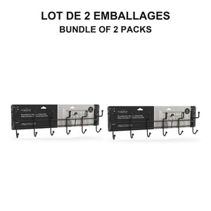 JS Maison Patère de porte à 6 crochets - Noir - Lot de 2 - emballage - Simple Boutique