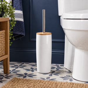 JS Maison Porte-brosse WC en dolomite émaillée blanche - Simple Boutique