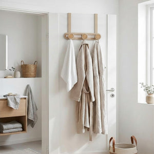 JS Maison Porte-manteau 3 patères à suspendre à la porte - Beige mat - Lot de 2 - Simple Boutique