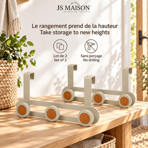 JS Maison Porte-manteau 3 patères à suspendre à la porte - Beige mat - Lot de 2 - Simple Boutique