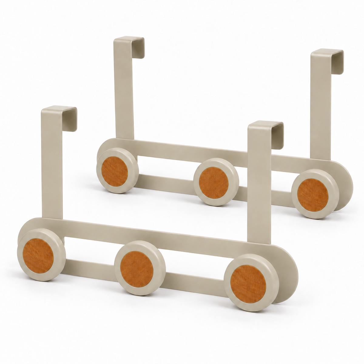 JS Maison Porte-manteau 3 patères à suspendre à la porte - Beige mat - Lot de 2 - Simple Boutique