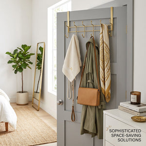 JS Maison Porte-manteau à 6 crochets à suspendre sur une porte - Or chaud - Lot de 2 - Simple Boutique