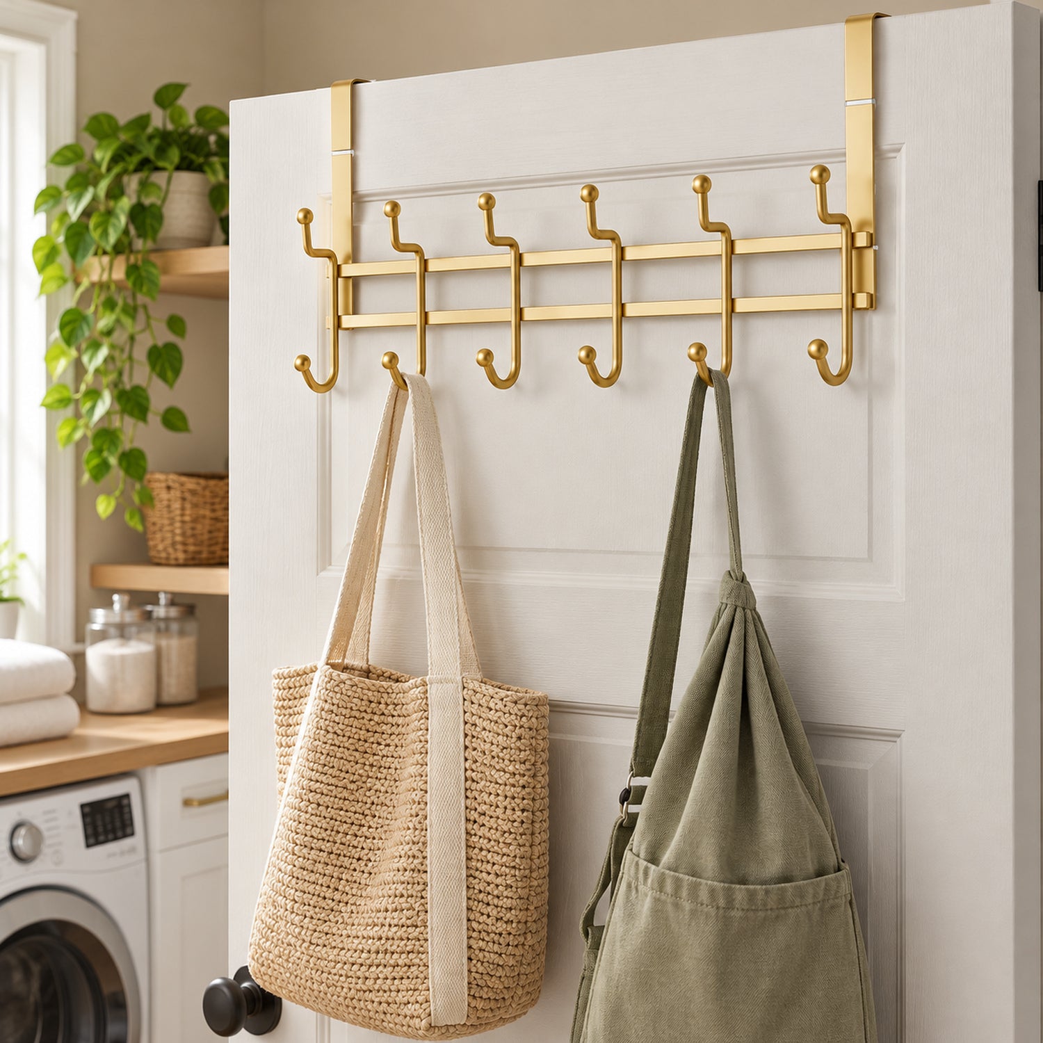JS Maison Porte-manteau à 6 crochets à suspendre sur une porte - Or chaud - Lot de 2 - Simple Boutique