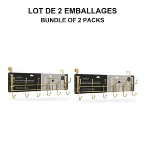 JS Maison Porte-manteau à 6 crochets à suspendre sur une porte - Or chaud - Lot de 2 - emballage - Simple Boutique