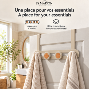 JS Maison Porte-manteau de porte à 4 crochets - Beige mat - Lot de 2 - Simple Boutique
