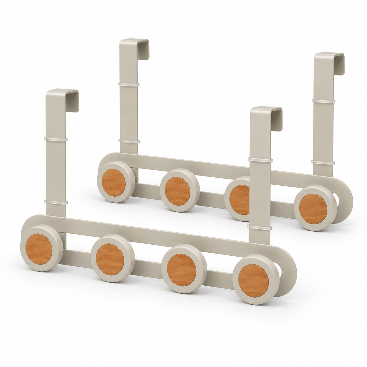 JS Maison Porte-manteau de porte à 4 crochets - Beige mat - Lot de 2 - Simple Boutique