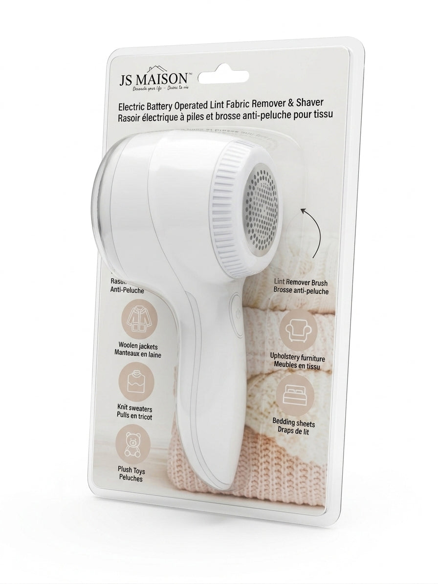 JS Maison Rasoir anti-bouloches et défroisseur vapeur 2 en 1 - Blanc - emballage - Simple Boutique