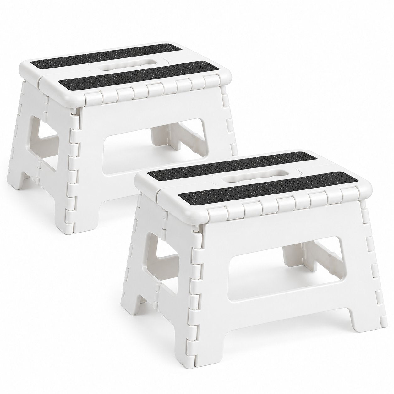 JS Maison Tabouret pliant antidérapant de 23 cm - Blanc - Lot de 2 - Simple Boutique
