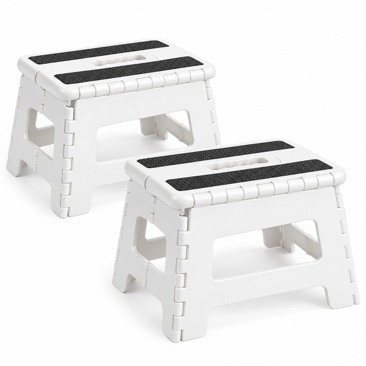 JS Maison Tabouret pliant antidérapant de 23 cm - Blanc - Lot de 2 - Simple Boutique