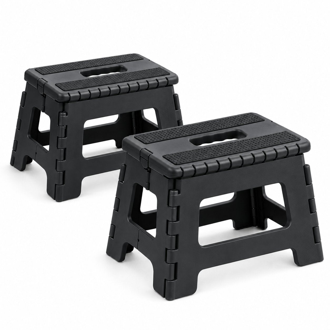 JS Maison Tabouret pliant antidérapant de 23 cm - Noir - Lot de 2 - Simple Boutique