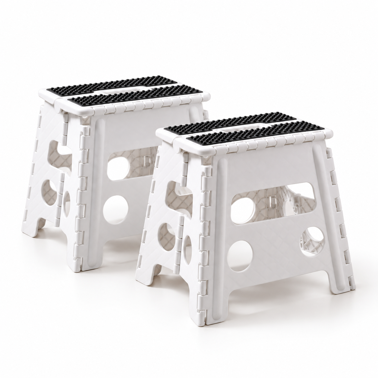 JS Maison Tabouret pliant antidérapant de 31,75 cm - Blanc - Lot de 2 - Simple Boutique