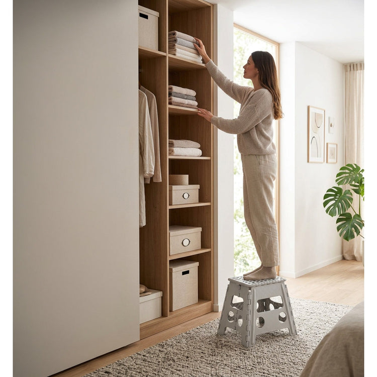 JS Maison Tabouret pliant en plastique 31,75 cm - Blanc - Lot de 2 - Simple Boutique