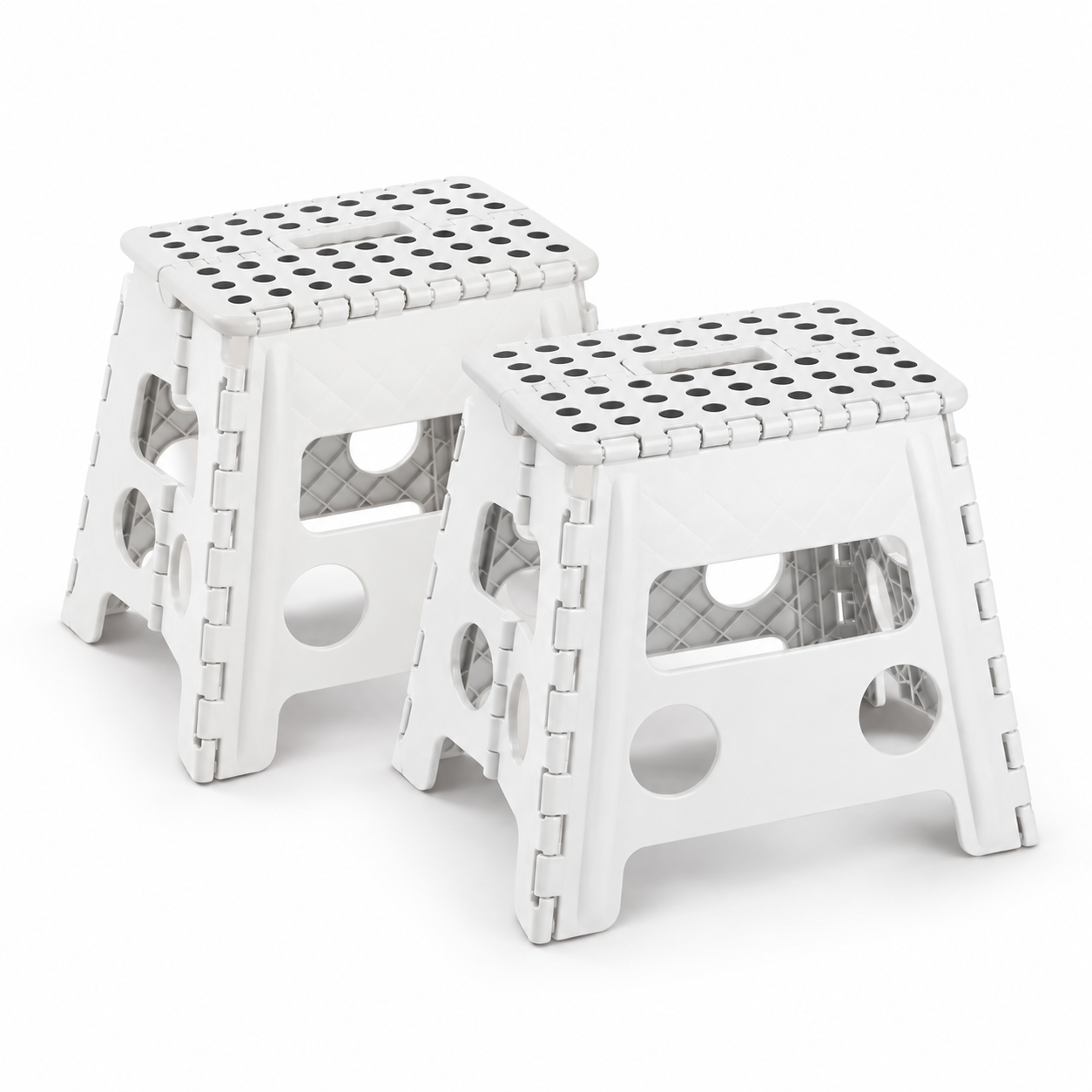JS Maison Tabouret pliant en plastique 31,75 cm - Blanc - Lot de 2 - Simple Boutique