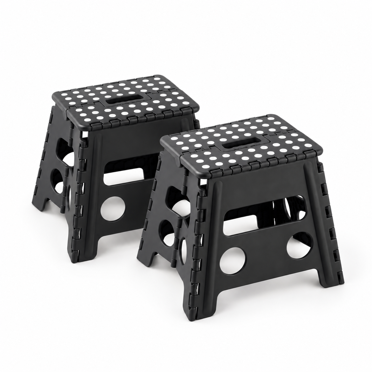 JS Maison Tabouret pliant en plastique 31,75 cm - Noir - Lot de 2 - Simple Boutique