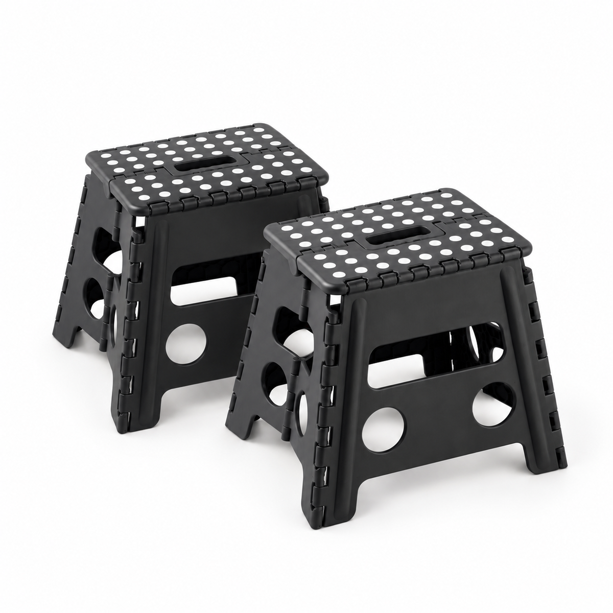 JS Maison Tabouret pliant en plastique 31,75 cm - Noir - Lot de 2 - Simple Boutique
