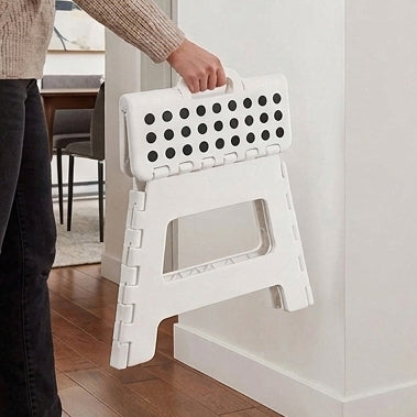 JS Maison Tabouret pliant en plastique de 9 po - Blanc - Lot de 2 - Simple Boutique