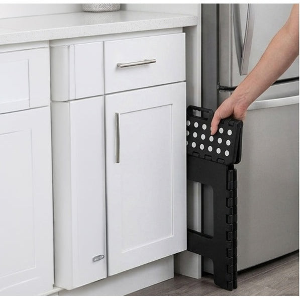 JS Maison Tabouret pliant en plastique de 9 po - Noir - Lot de 2 - Simple Boutique