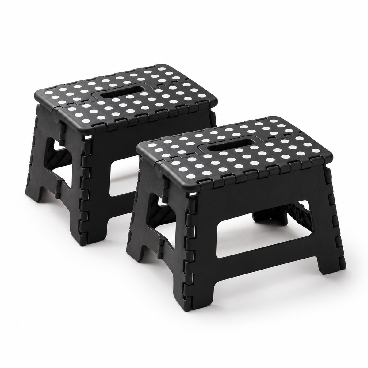 JS Maison Tabouret pliant en plastique de 9 po - Noir - Lot de 2 - Simple Boutique