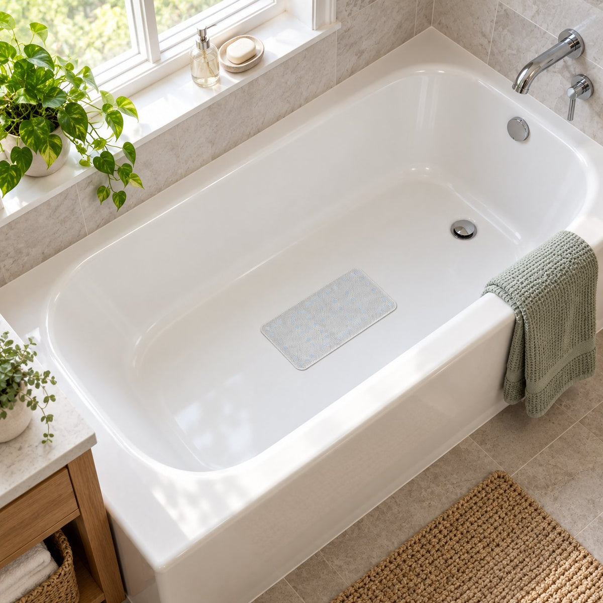 JS Maison Tapis de bain antidérapant en PVC avec ventouses - Lot de 2 - Simple Boutique