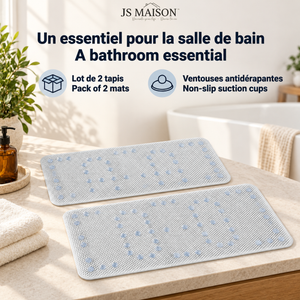 JS Maison Tapis de bain antidérapant en PVC avec ventouses - Lot de 2 - Simple Boutique