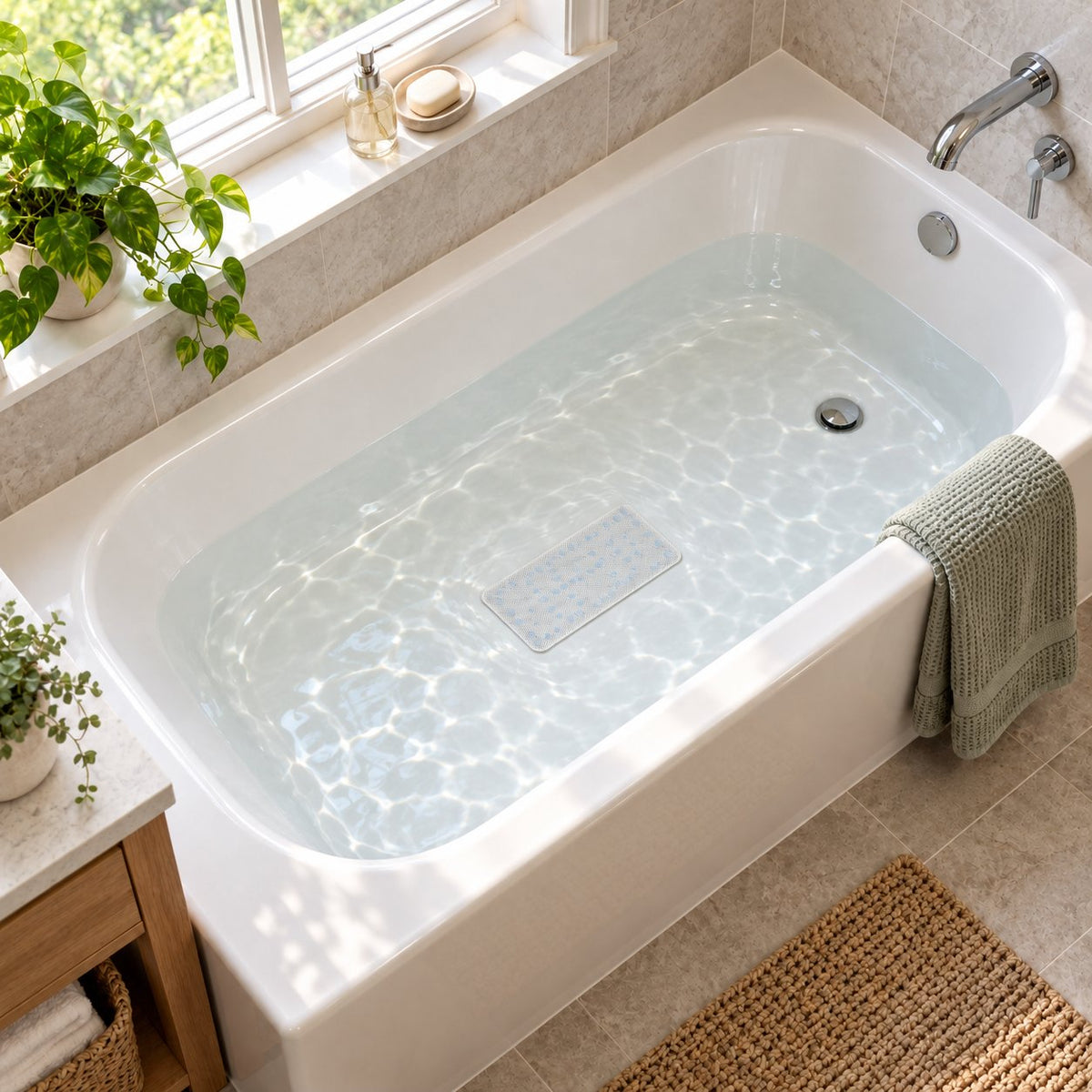 JS Maison Tapis de bain antidérapant en PVC avec ventouses - Lot de 2 - Simple Boutique