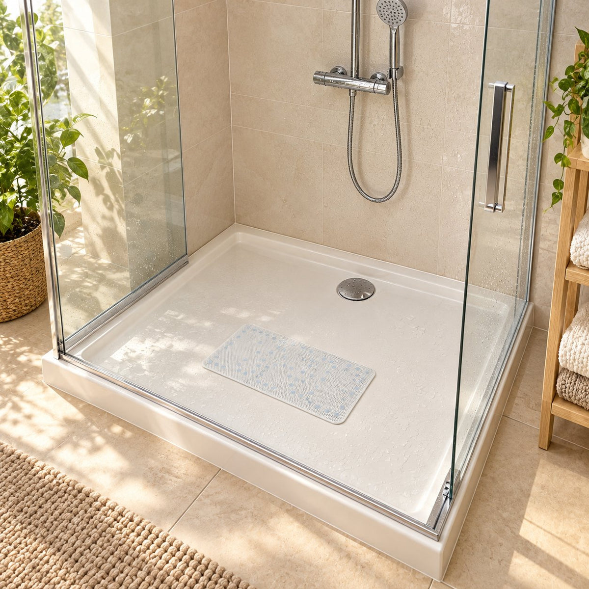 JS Maison Tapis de bain antidérapant en PVC avec ventouses - Lot de 2 - Simple Boutique