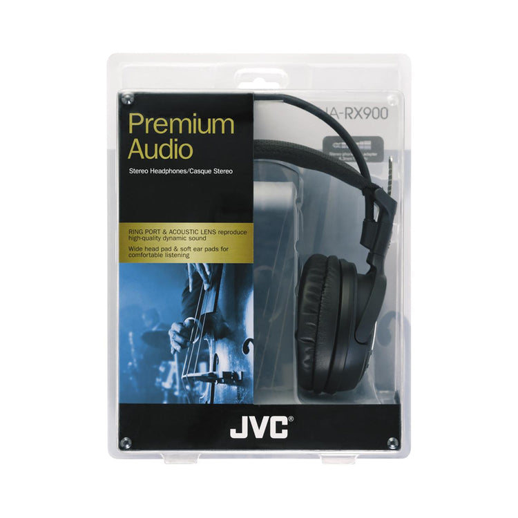 JVC - Casque d'écoute Filaire, Cordon en Cuivre de 3.5m, Adapteur 6.3mm Inclus, Noir - Simple Boutique