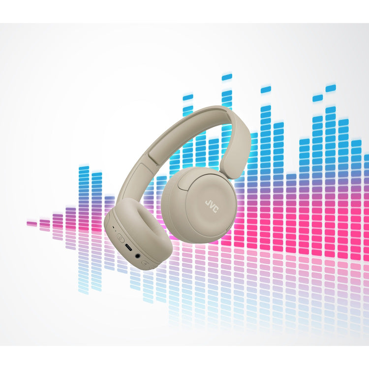 JVC - Casque d'écoute Sans-Fil Bluetooth 5.4, Autonomie de 50 Heures, Pliable avec Microphone Intégré, Beige - Simple Boutique