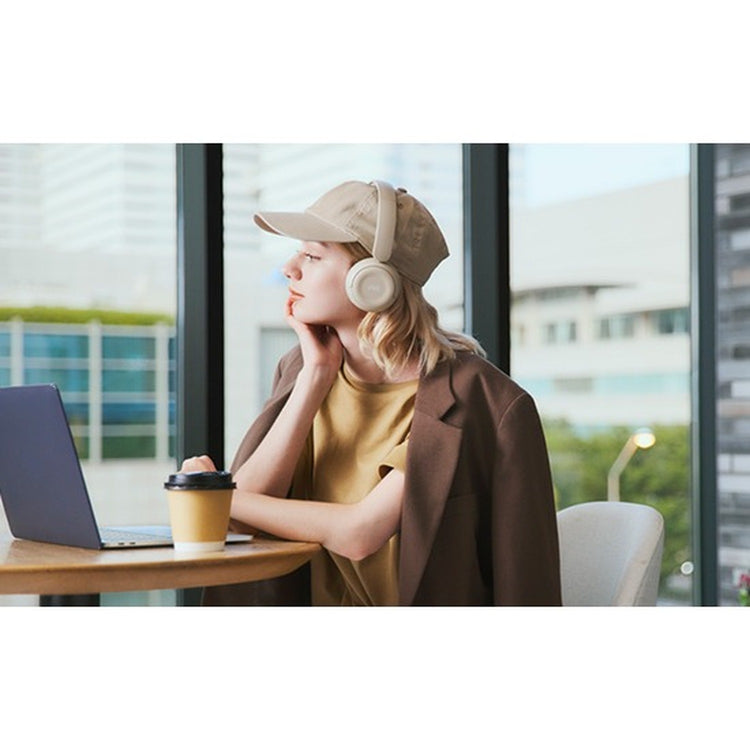 JVC - Casque d'écoute Sans-Fil Bluetooth 5.4, Autonomie de 50 Heures, Pliable avec Microphone Intégré, Beige - Simple Boutique