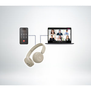 JVC - Casque d'écoute Sans-Fil Bluetooth 5.4, Autonomie de 50 Heures, Pliable avec Microphone Intégré, Beige - Simple Boutique